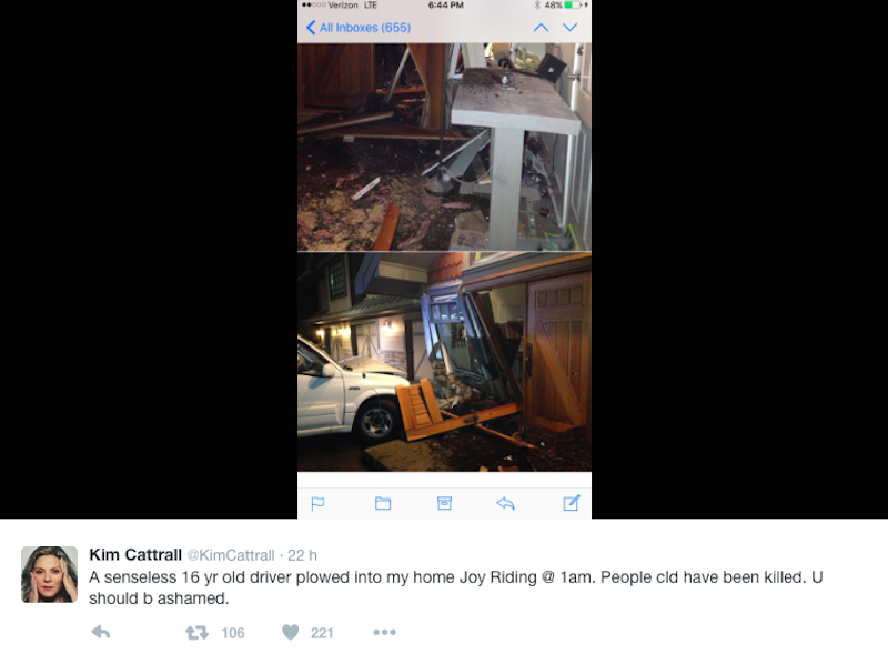 Kim Cattrall zveřejnila fotku svého zničeného domu.